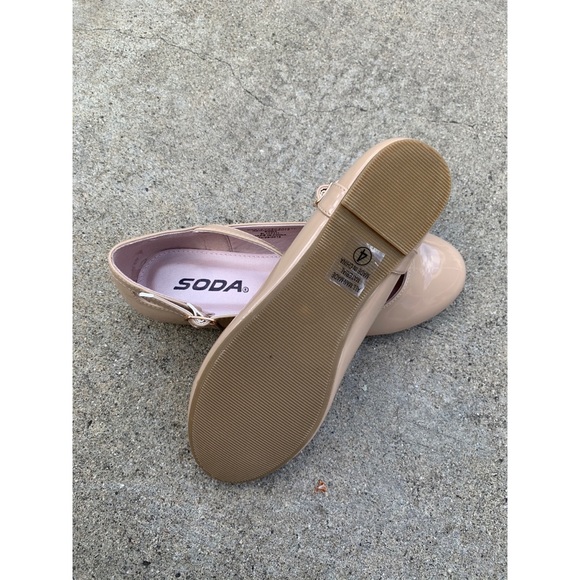 Girls Soda Beige Patent Strap Ballet Flats - Picture 4 of 5